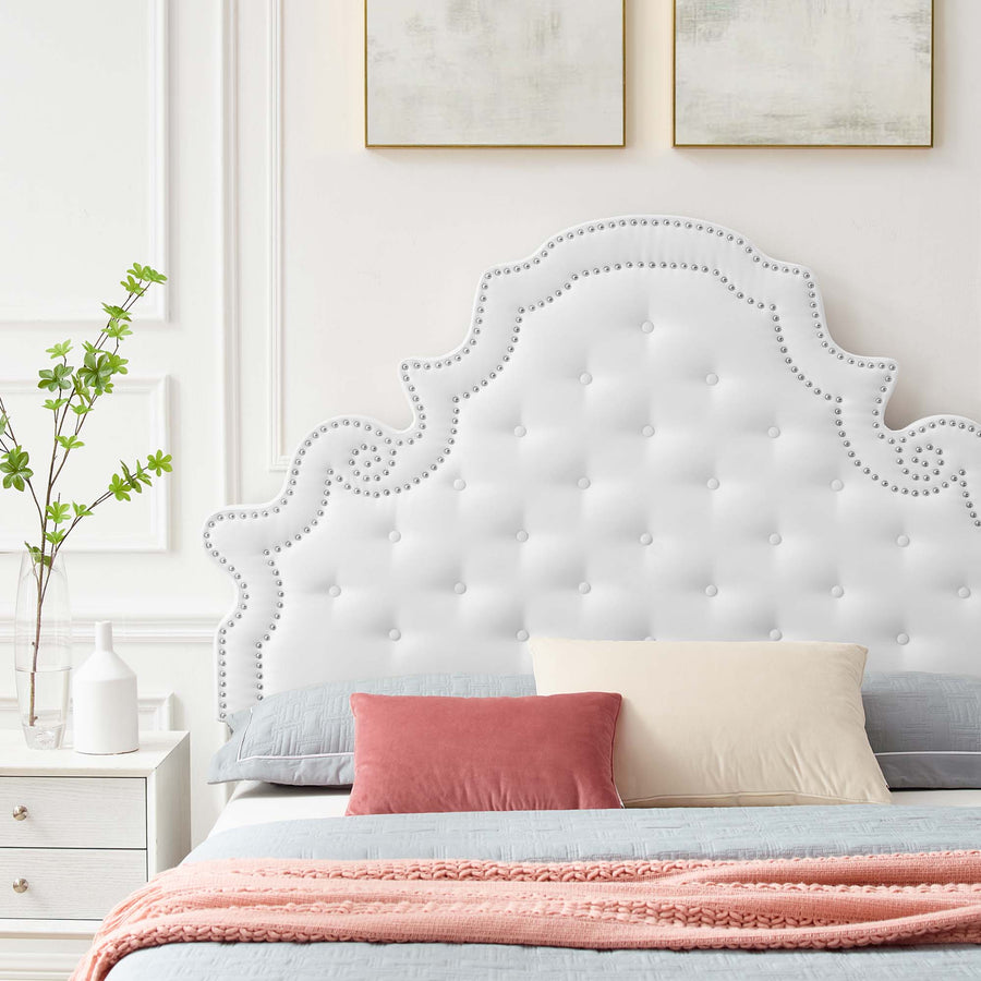 Tatum Tufted Performance Velvet Full Platform Bed in White