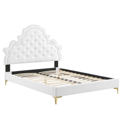 Gwyneth Tufted Performance Velvet Full Platform Bed by Furniture For America