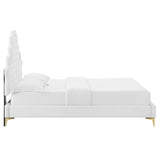 Tatum Tufted Performance Velvet Full Platform Bed in White