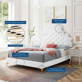 Tatum Tufted Performance Velvet Full Platform Bed in White