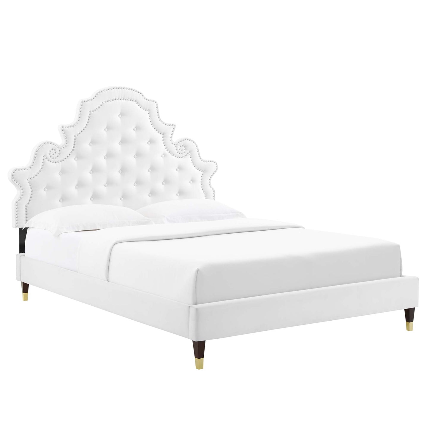 Gwyneth Tufted Performance Velvet Full Platform Bed by Furniture For America