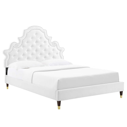 Gwyneth Tufted Performance Velvet Full Platform Bed by Furniture For America