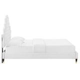 Tatum Tufted Performance Velvet Full Platform Bed in White