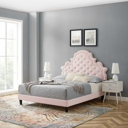 Gwyneth Tufted Performance Velvet Full Platform Bed by Furniture For America