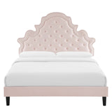 Tatum Tufted Performance Velvet Full Platform Bed in Pink