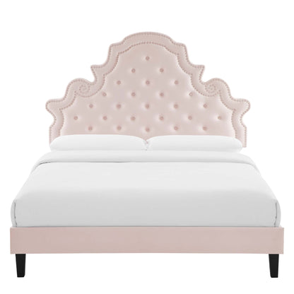 Gwyneth Tufted Performance Velvet Full Platform Bed by Furniture For America