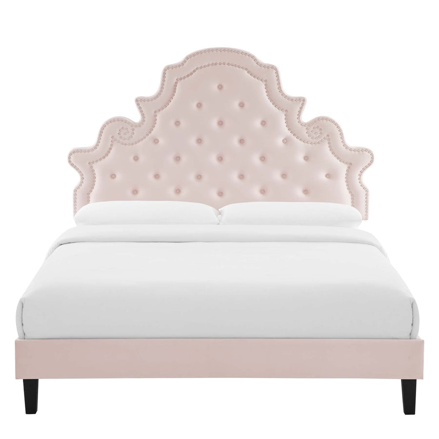 Tatum Tufted Performance Velvet Full Platform Bed in Pink