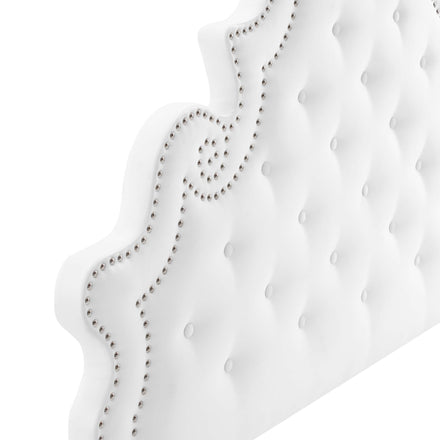 Gwyneth Tufted Performance Velvet Full Platform Bed in White