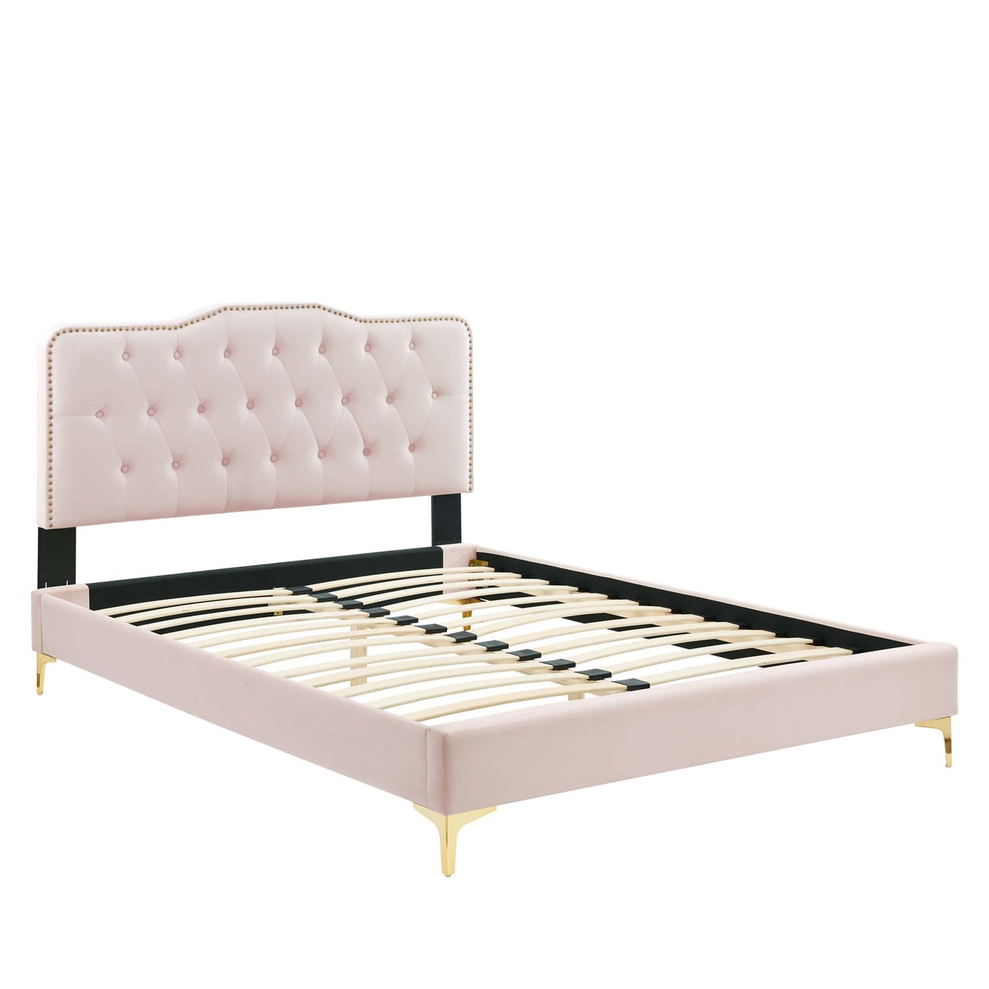 Amber Performance Velvet Queen Platform Bed by Furniture For America