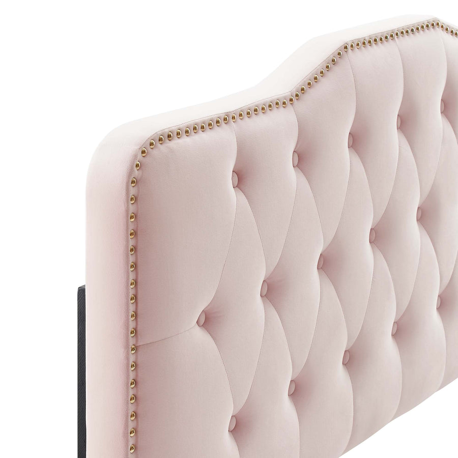Reese Performance Velvet Queen Platform Bed in Pink
