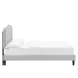 Reese Performance Velvet Twin Platform Bed in Light Gray