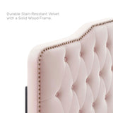 Reese Performance Velvet Twin Platform Bed in Pink