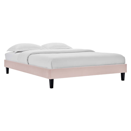 Amber Performance Velvet Twin Platform Bed in Pink