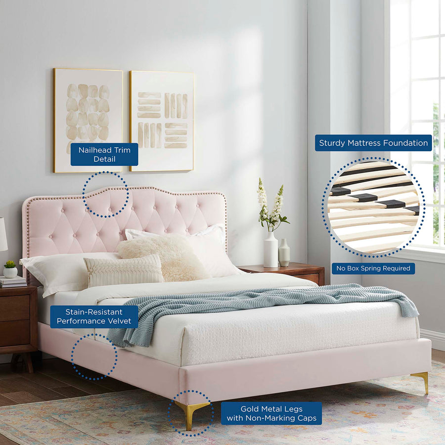 Reese Full Platform Bed in Pink