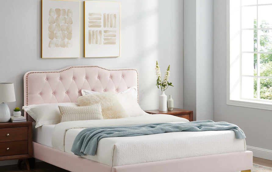 Reese Full Platform Bed in Pink