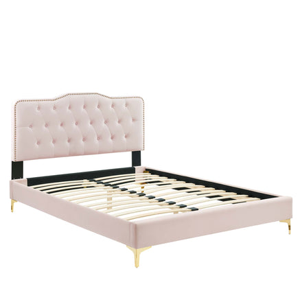 Amber Full Platform Bed in Pink