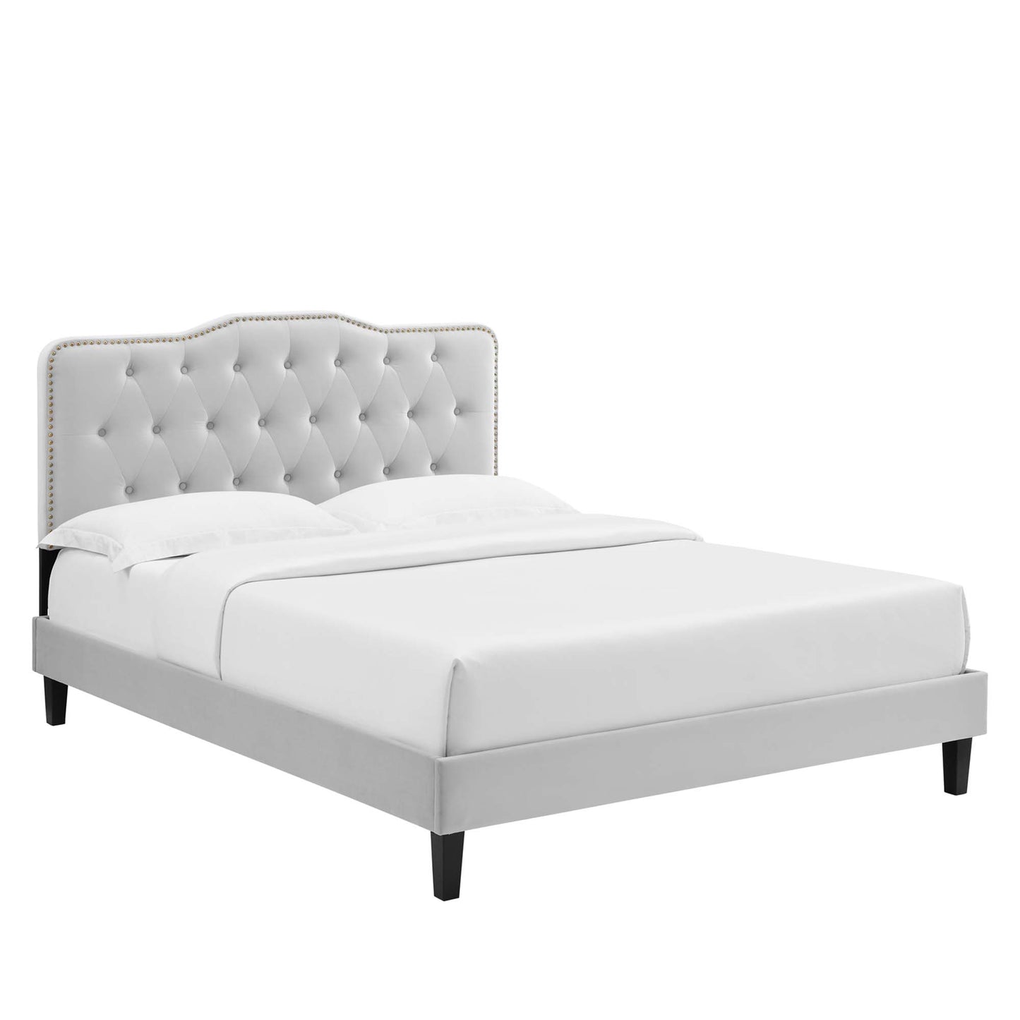 Amber Tufted Performance Velvet King Platform Bed by Furniture For America