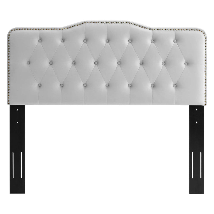 Reese Tufted Performance Velvet King Platform Bed in Light Gray