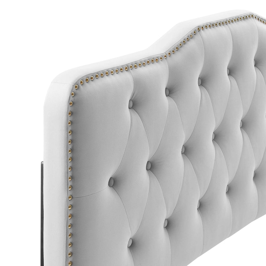 Reese Tufted Performance Velvet King Platform Bed in Light Gray