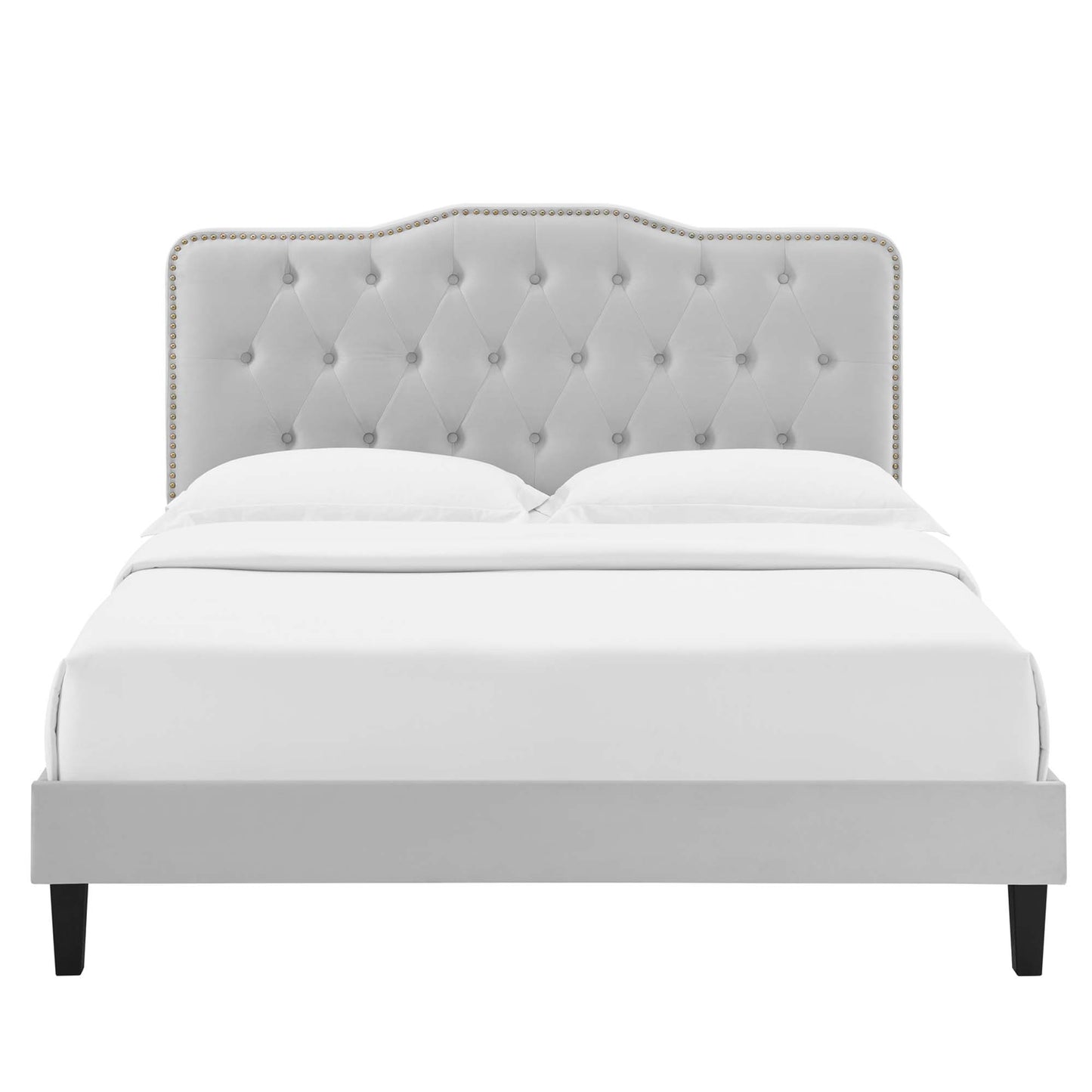 Amber Tufted Performance Velvet King Platform Bed by Furniture For America