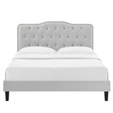 Reese Tufted Performance Velvet King Platform Bed in Light Gray