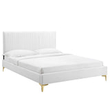 Glen Performance Velvet Full Platform Bed in White