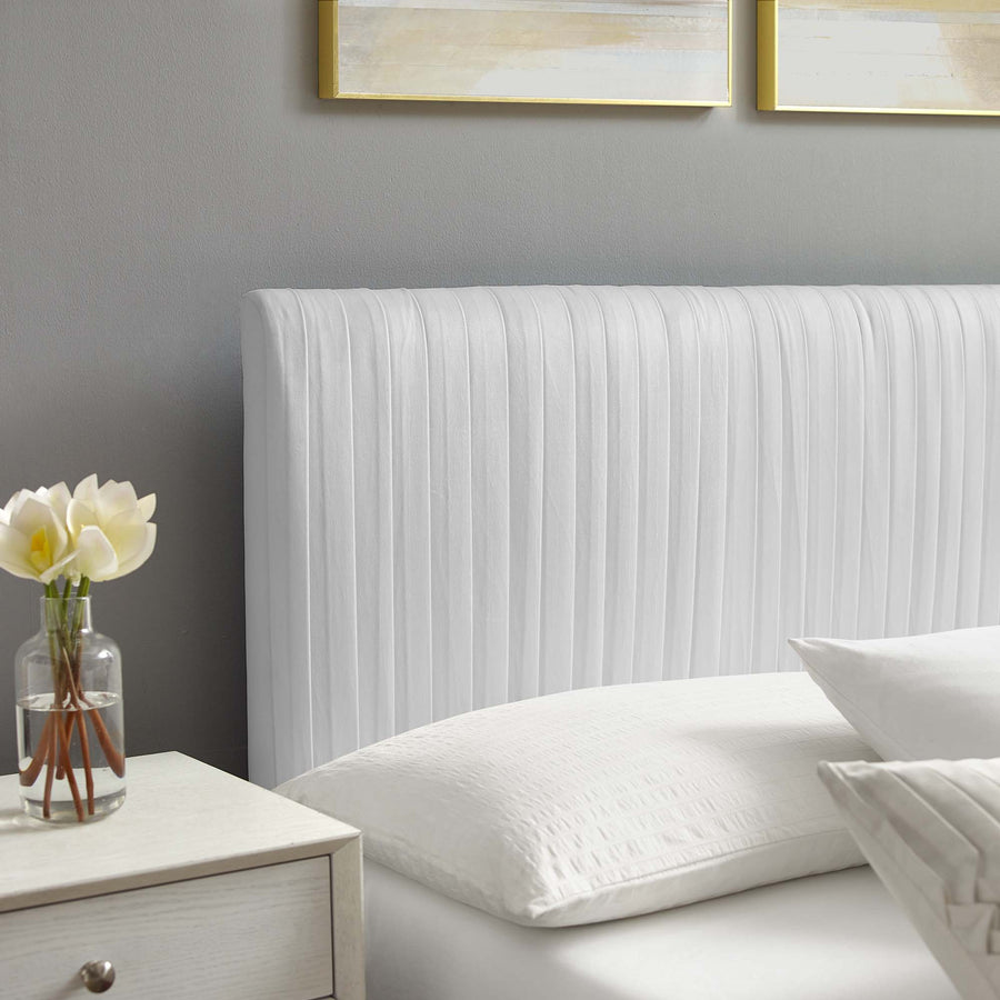 Glen Performance Velvet Full Platform Bed in White