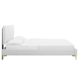 Glen Performance Velvet Full Platform Bed in White
