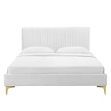 Glen Performance Velvet Full Platform Bed in White