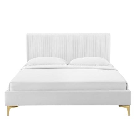 Peyton Performance Velvet Full Platform Bed in White