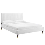 Glen Performance Velvet Full Platform Bed in White