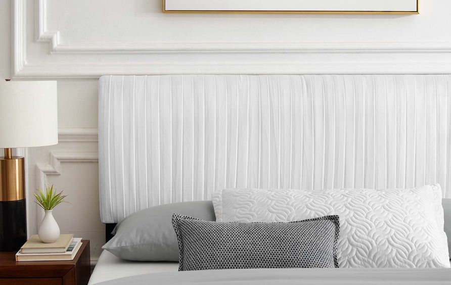 Glen Performance Velvet Full Platform Bed in White