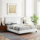 Glen Performance Velvet Full Platform Bed in White