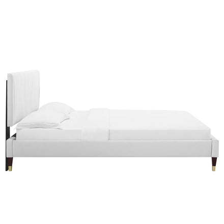 Peyton Performance Velvet Full Platform Bed in White