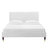 Glen Performance Velvet Full Platform Bed in White