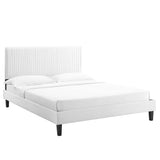 Glen Performance Velvet Full Platform Bed in White