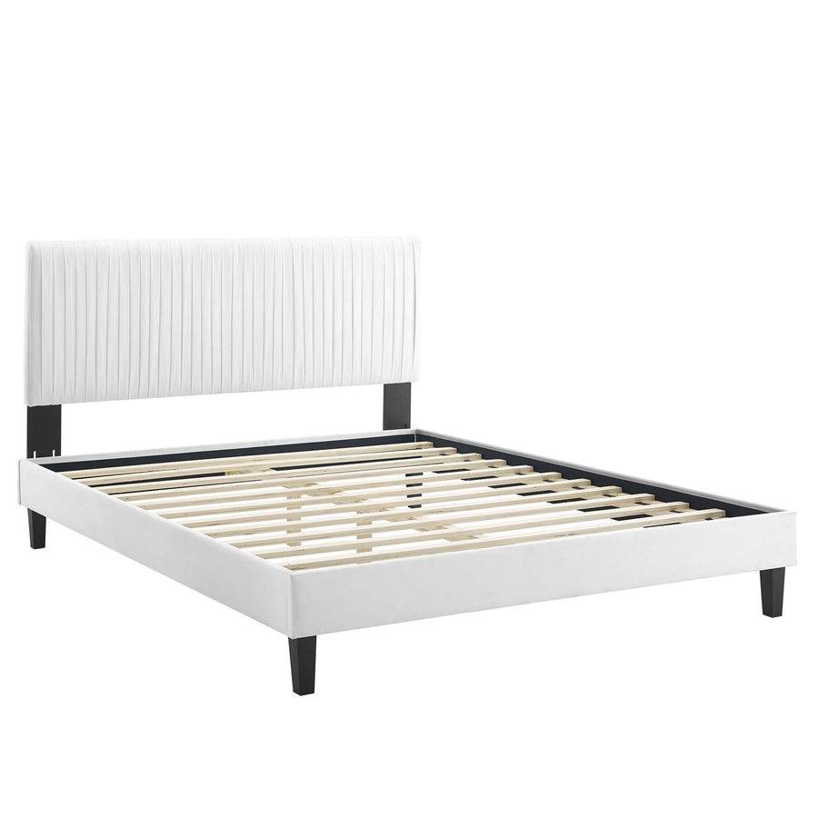 Glen Performance Velvet Full Platform Bed in White