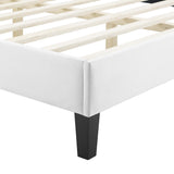 Glen Performance Velvet Full Platform Bed in White