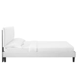 Glen Performance Velvet Full Platform Bed in White