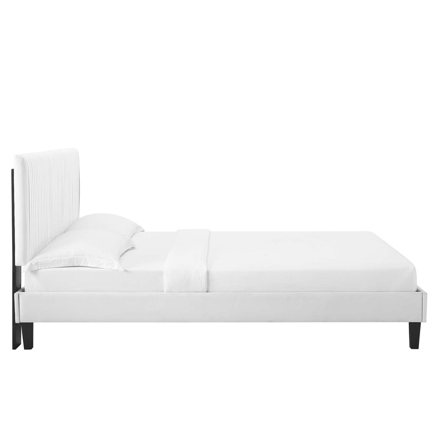 Glen Performance Velvet Full Platform Bed in White