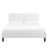 Glen Performance Velvet Full Platform Bed in White