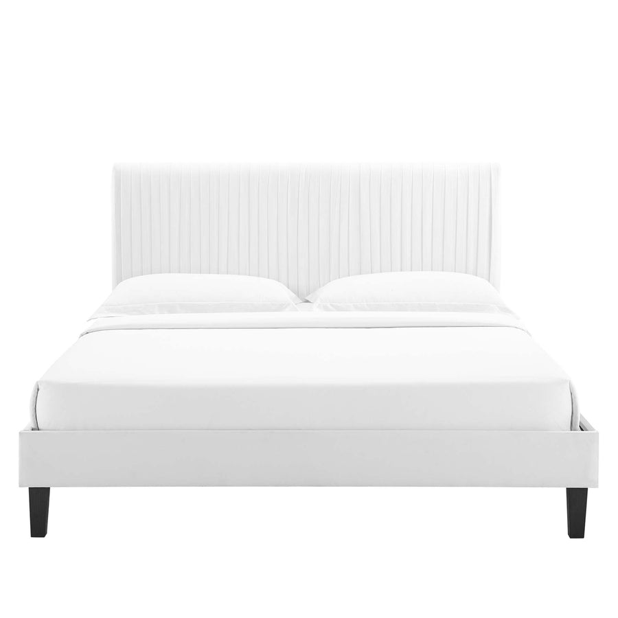 Glen Performance Velvet Full Platform Bed in White