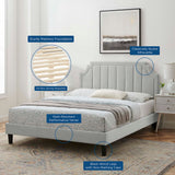 Cypress Performance Velvet Twin Platform Bed in Light Gray