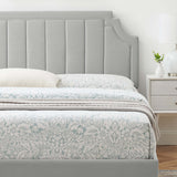 Cypress Performance Velvet Twin Platform Bed in Light Gray