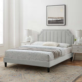 Cypress Performance Velvet Twin Platform Bed in Light Gray