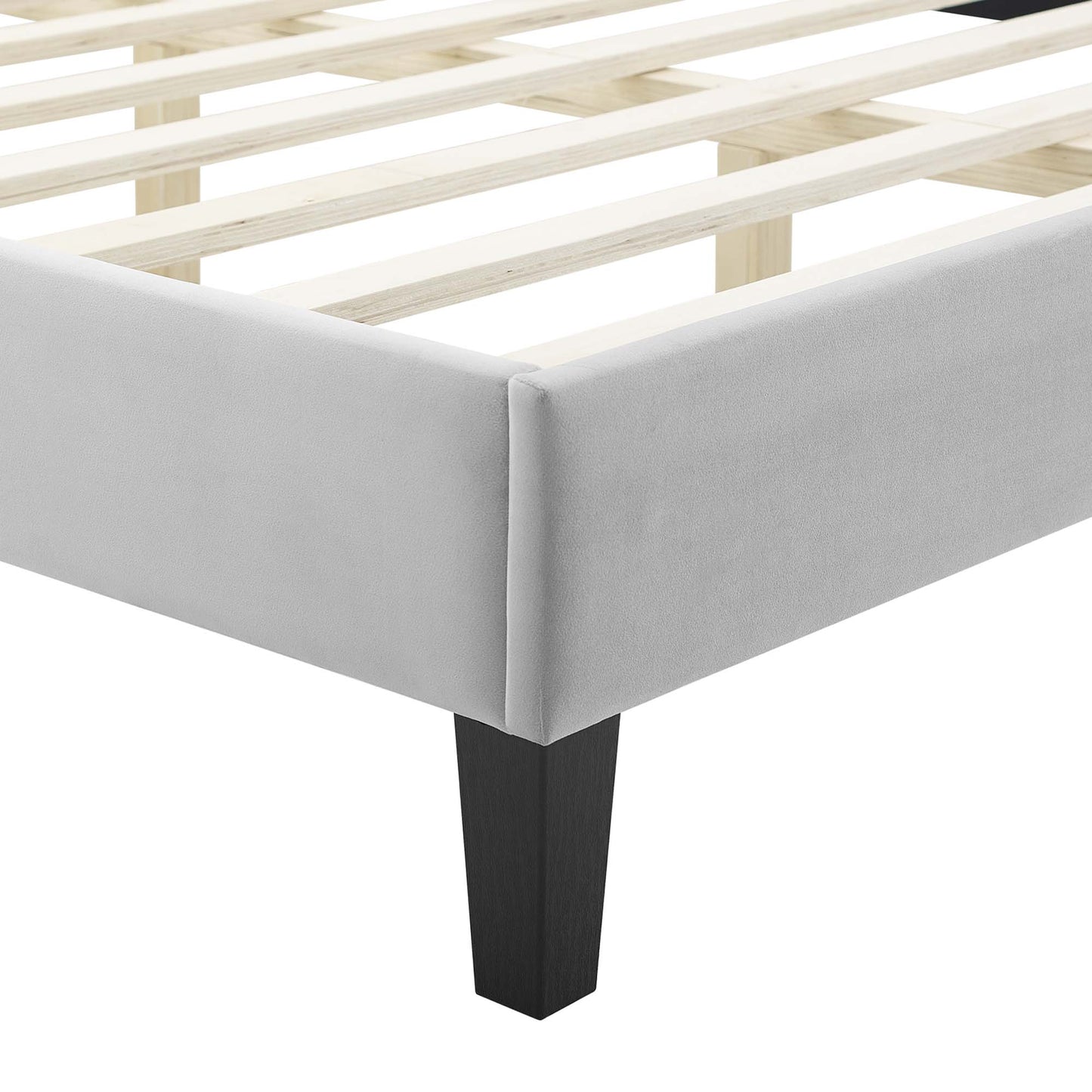 Cypress Performance Velvet Twin Platform Bed in Light Gray