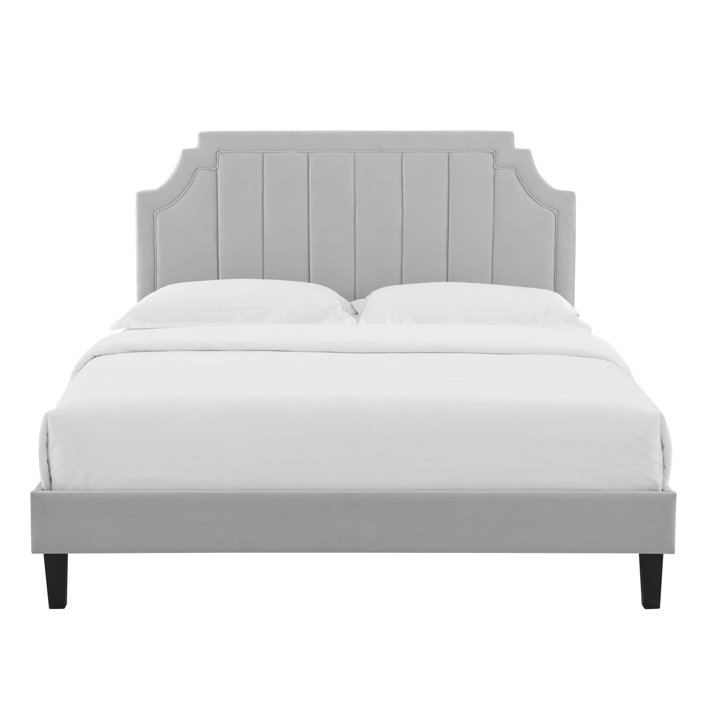 Cypress Performance Velvet Twin Platform Bed in Light Gray