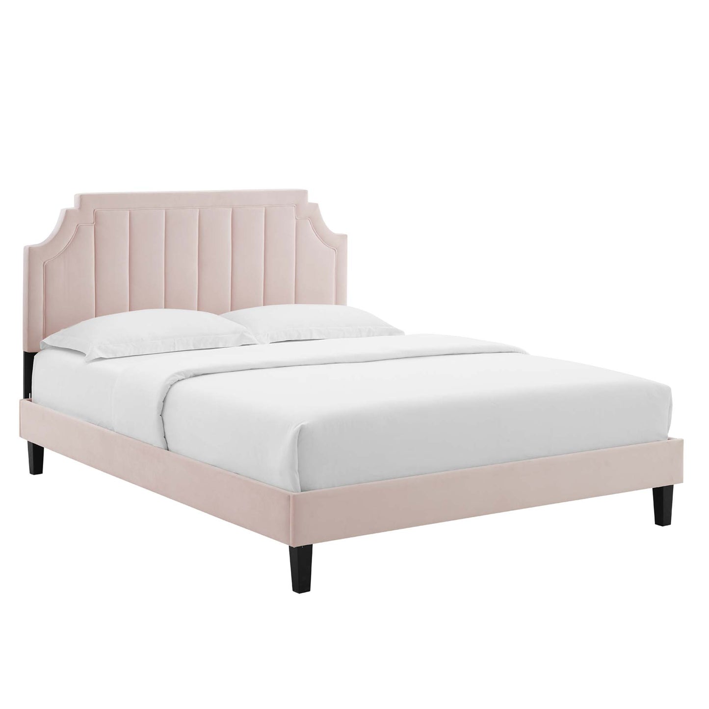 Cypress Performance Velvet Twin Platform Bed in Pink