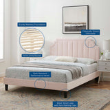 Cypress Performance Velvet Twin Platform Bed in Pink