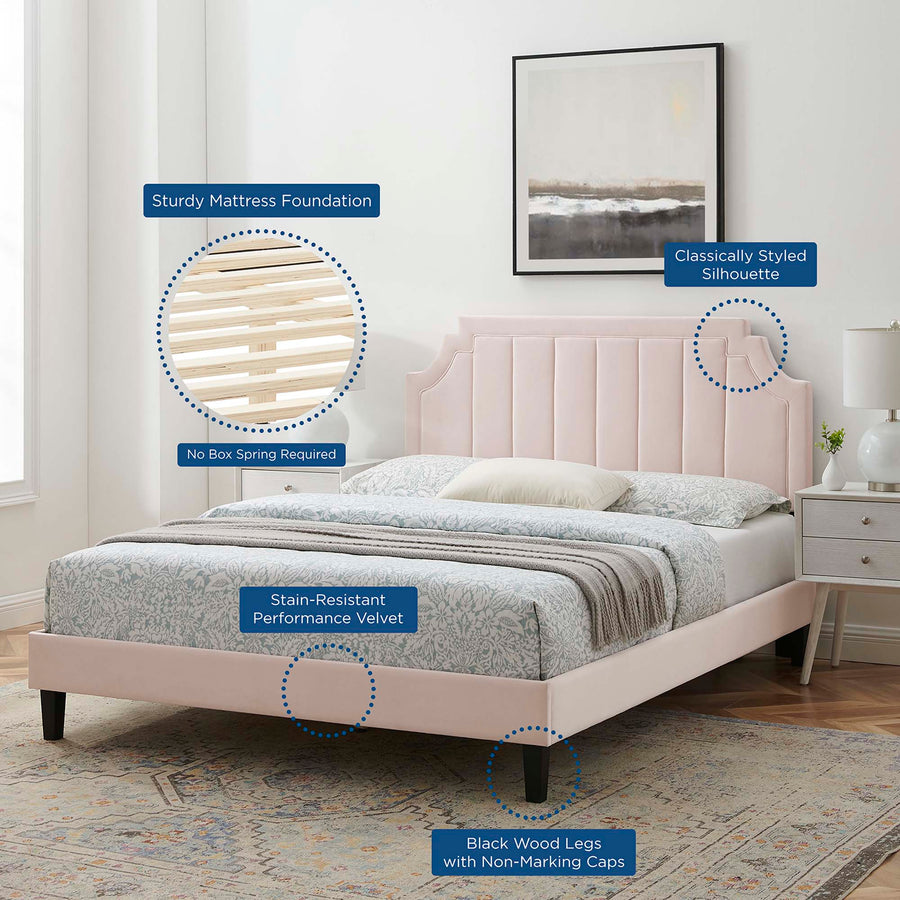 Cypress Performance Velvet Twin Platform Bed in Pink